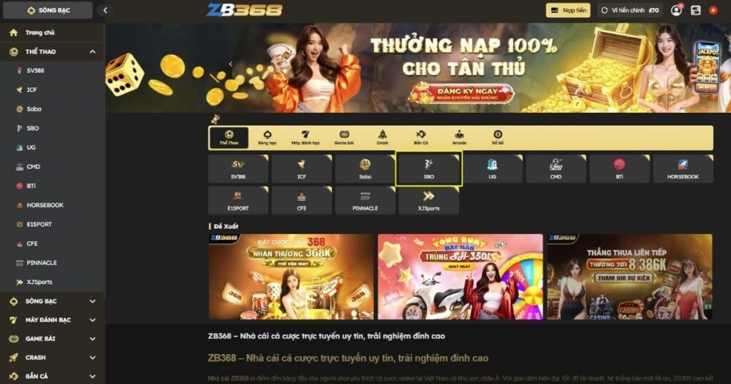 Đánh Giá Sảnh SBOBET (SBO) tại ZB368: Uy Tín Lâu Đời, Tỷ Lệ Cược Tốt
